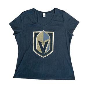 DISTRICT MADE Black V-Neck Short Sleeve ‘GOLDEN KNIGHTS’ T-Shirt Women’s Size XL